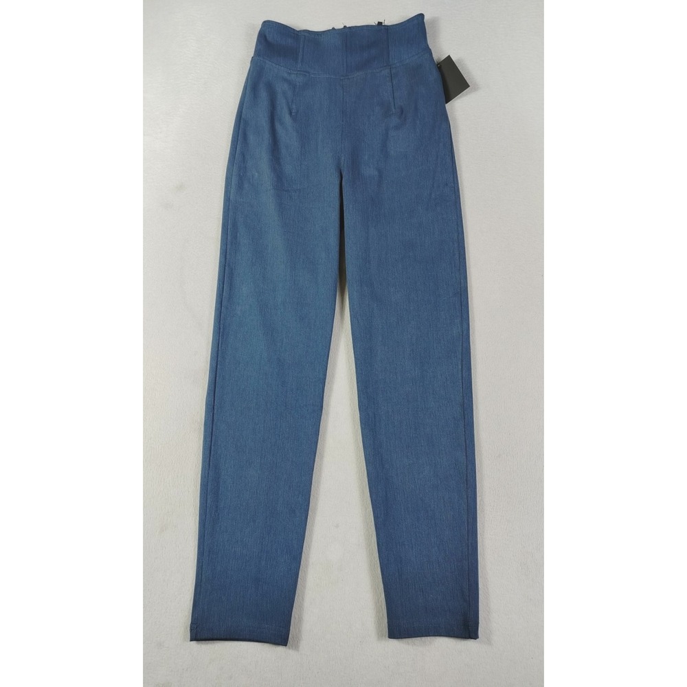 JLUXLABEL Pants Womens Large Blue High Waist Skinny Ponte Stretch Dress Office